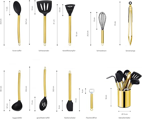 Miniatura 6 de EW-KS-1002G Kitchen Utensils, 10 Pieces, Stainless Steel, Gold