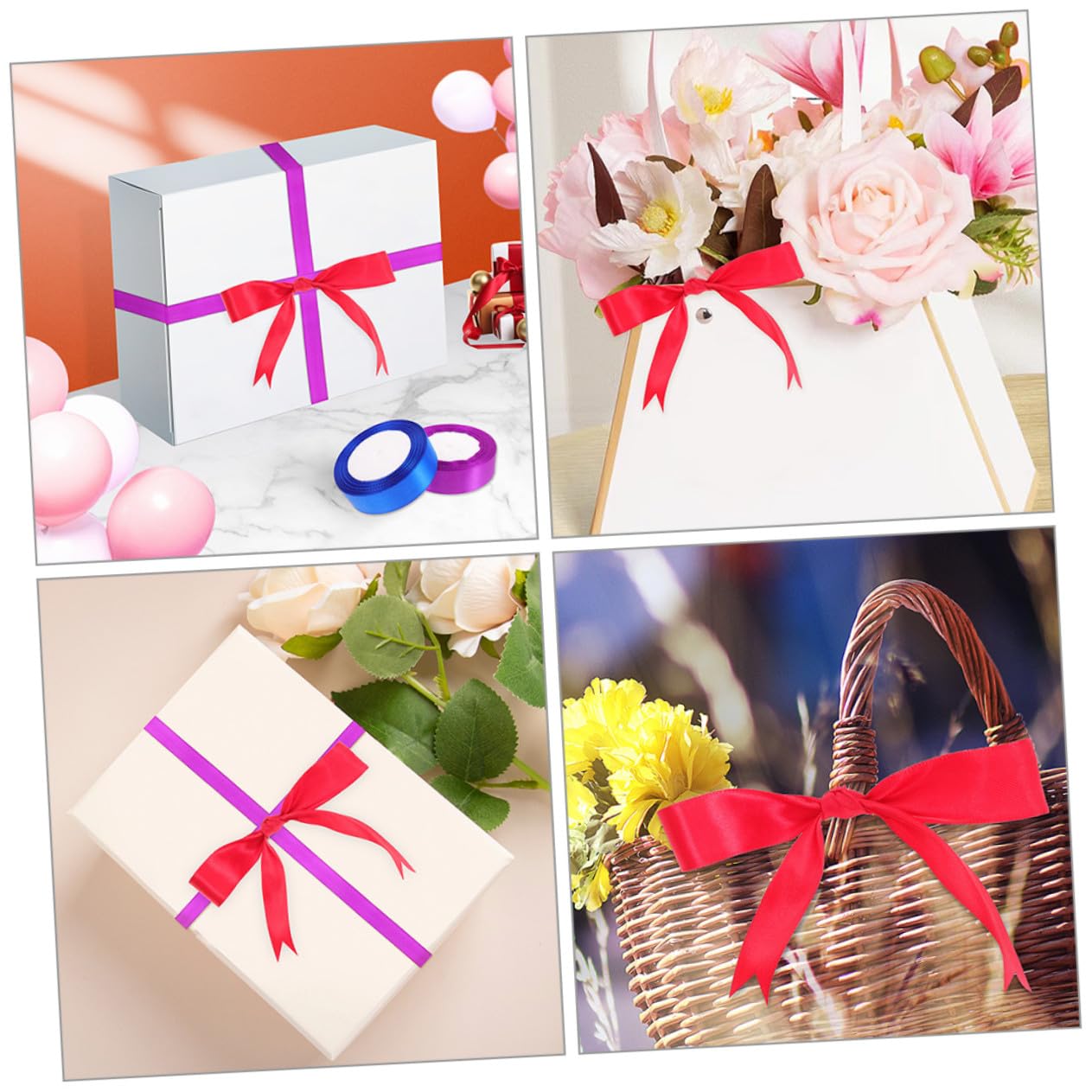 12rollen Geschenkband Bastelband Diy-band Geschenkbänder Tortenband Praktisches Verpackungsband Dekoband Blumenverpackungsband Leicht und Handlich Polyester Zufällige Farbe