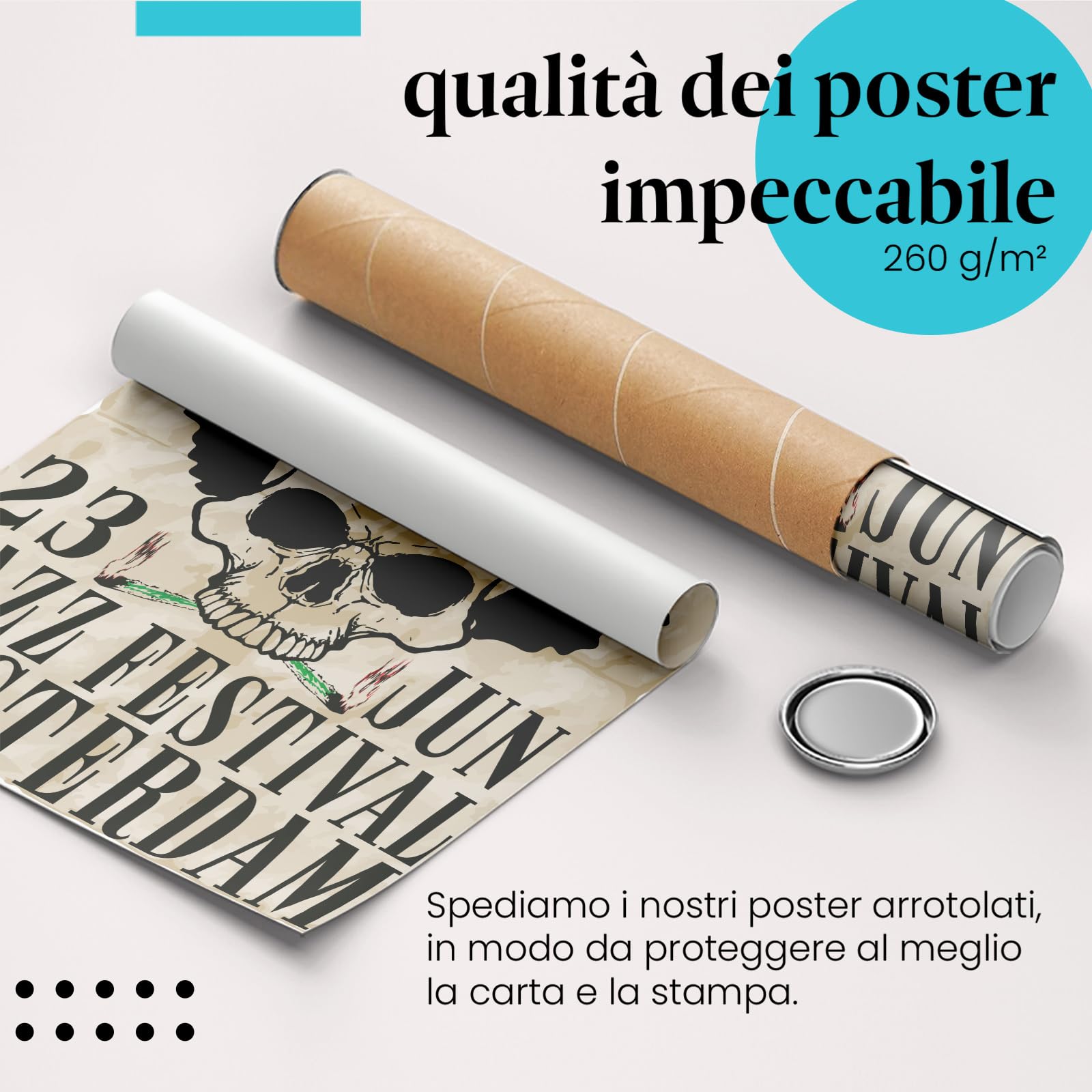 Postereck - 2146 - Poster Jazz Festival, Amsterdam Teschio fumante - Stampa con Scritta, Decorazione da Parete, Quadri, Ideen Regalo - Tela - 100,0 cm x 75,0 cm