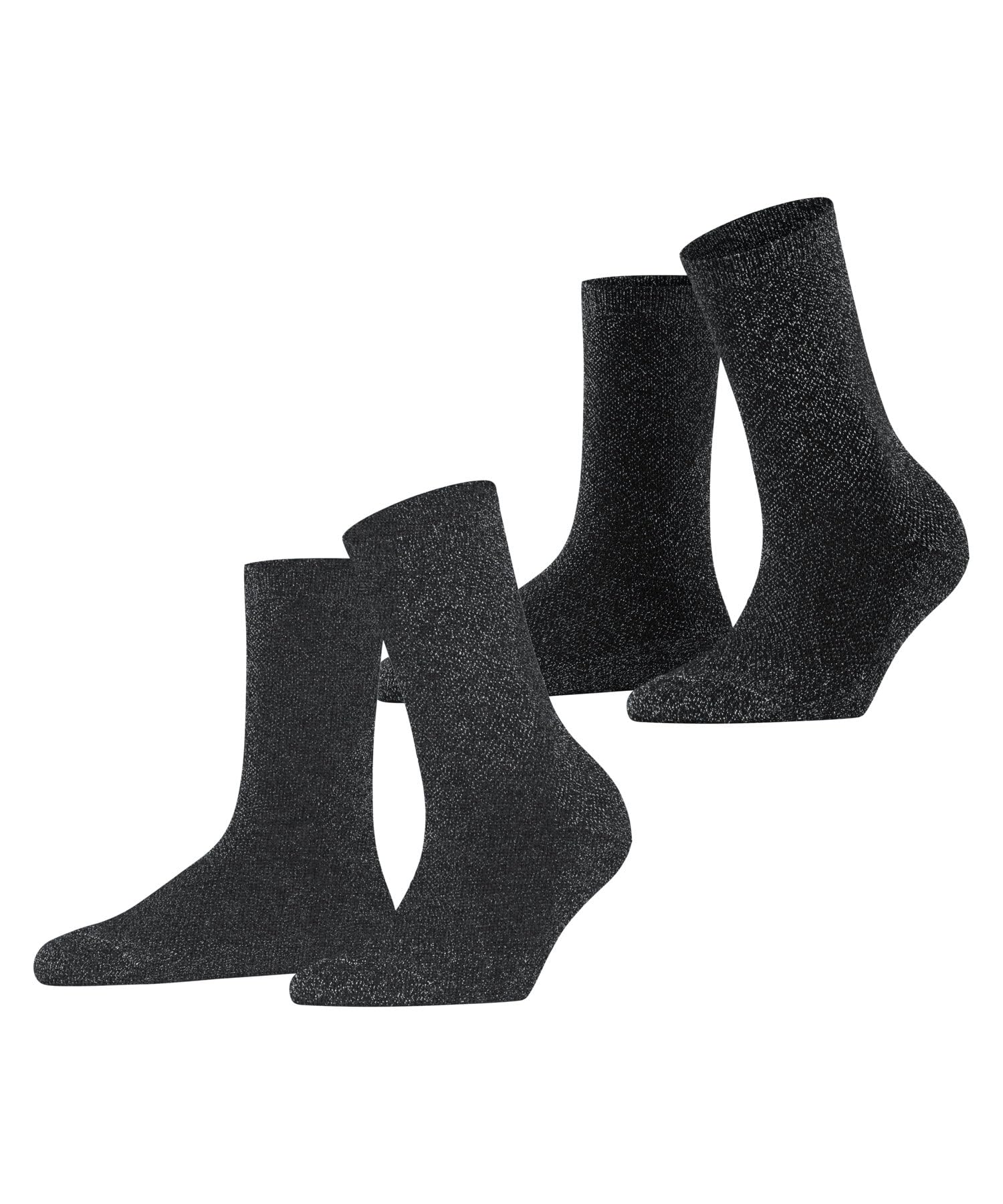 ESPRIT Women's Shimmer Multipack W So Cotton Patterned 2 Pairs Socks, Grey Dark 0050, 2.5-5