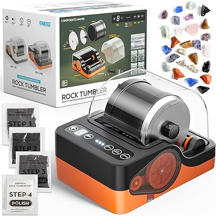 HopeRock Ultra Quiet Rock Tumbler Kit, Rock Polisher with Noise Reduction Cover for Kids, Adults & Rock Collector, 3-Speed Motor & 9-Day Timer, Great STEM Science Kit Gift for Age 8+, Boys Girls Toys