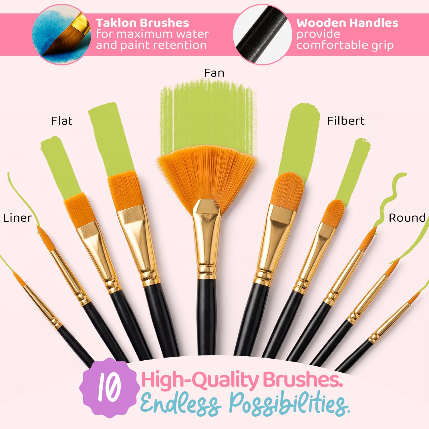 Chalkola Set di colori acrilici per adulti e bambini, kit da 56 pezzi per pittura su tela con 32 colori (22 ml), 10 pennelli, 10 tele, cavalletto da tavolo, tavolozza, coltello, forniture