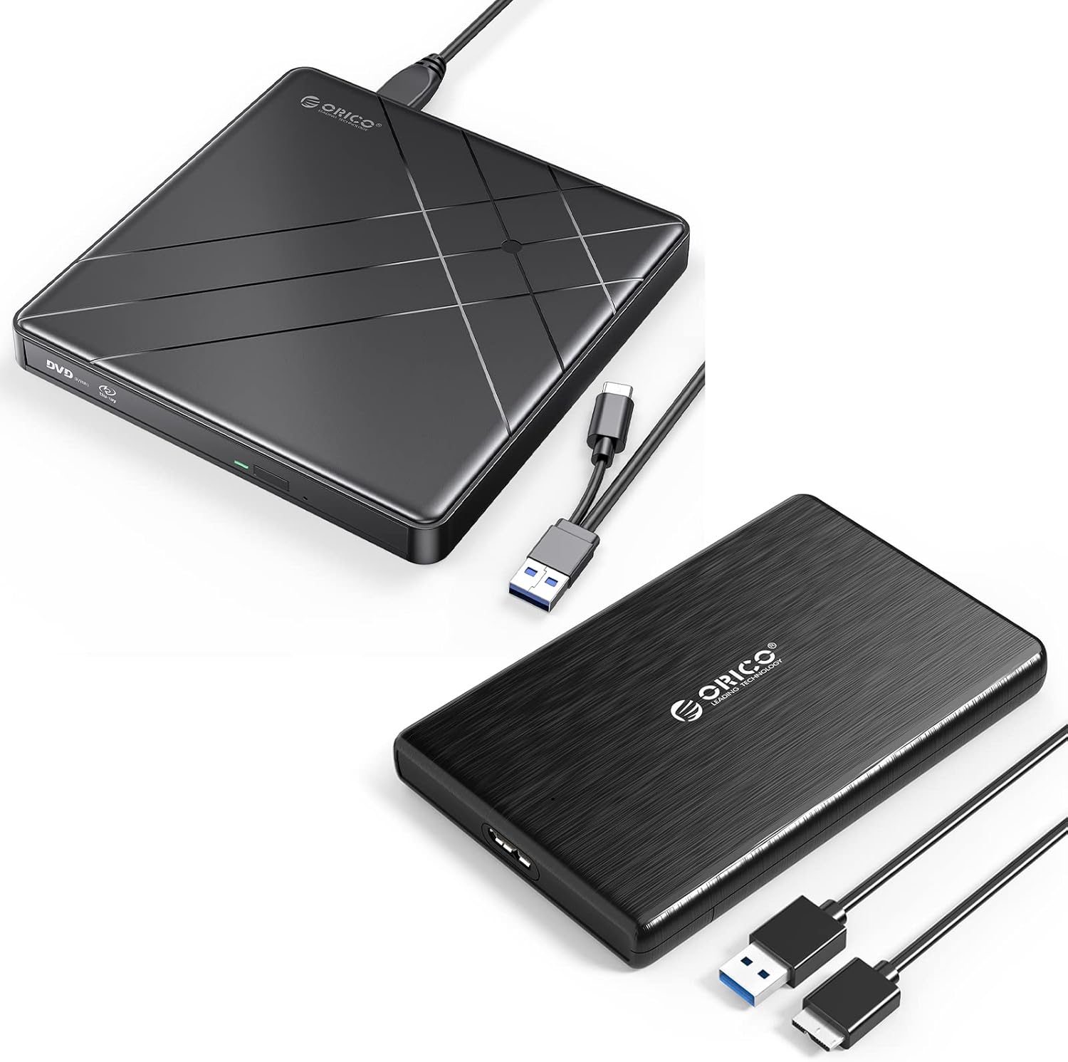ORICO External CD Drive for Laptop USB 3.0 TypeC with 2.5'' USB C External Hard