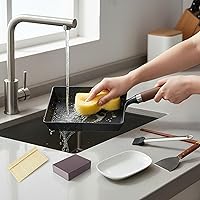 Vista 8 de Japanese Cast Iron Tamagoyaki Pan - Pre-Seasoned, Liquid Nitrogen Treated, Non-Rust, Ready to Use, Detachable Wood Handle, Oven Safe, for Omelets