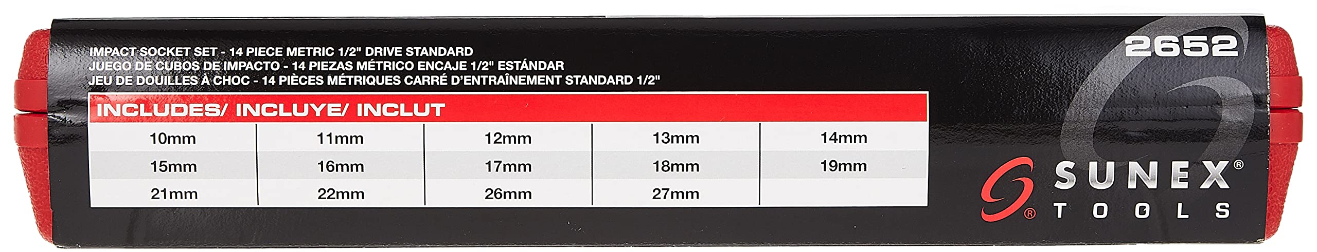 Sunex 2652 14 piezas 1/2-inch disco estándar métricas 6 punto de vaso de impacto Set