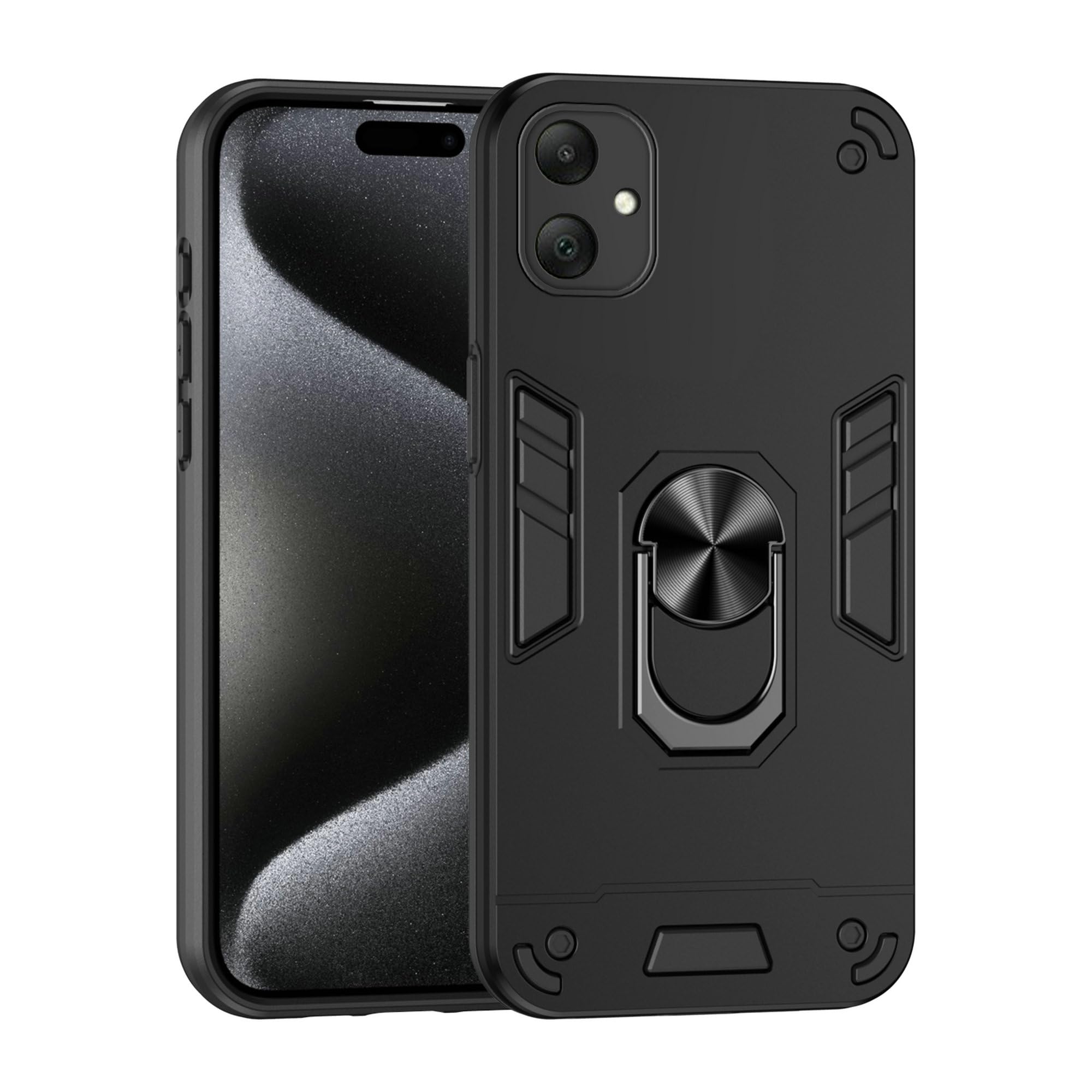 Case Compatible for Samsung Galaxy A06 5G,Built-in Stand Shockproof and Drop-Proof Compatible with Galaxy A06 SM-A066 SM-A065 Phone Case Cover Black
