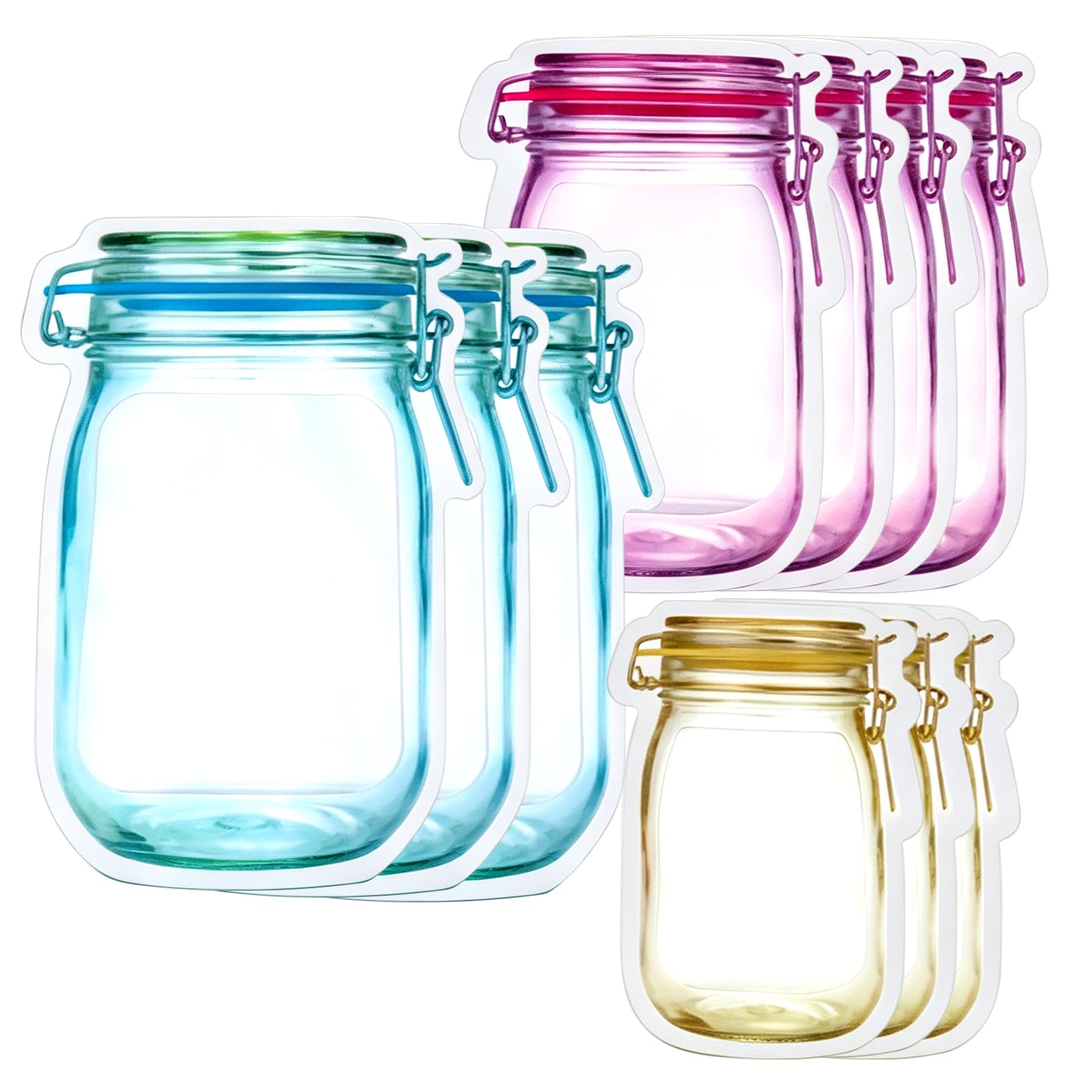 SZXMDKH 10 Pcs 3 Size Spice Storage Bags, Mason Jar Zipper Bags, Reusable Food Saver Storage Bags Reusable Snacks Zipper Sealed Bags Fresh Bags Spice Sandwich Pouches