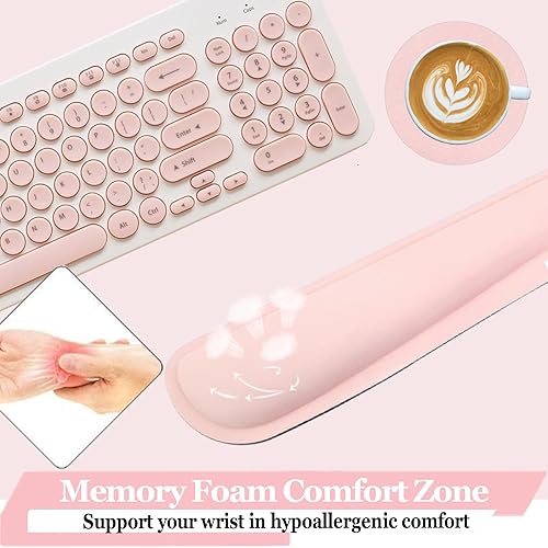 Vista 30 de BamLue - Reposamuñecas para teclado, juego de almohadillas de espuma viscoelástica para facilitar la escritura y el alivio del dolor para laptop