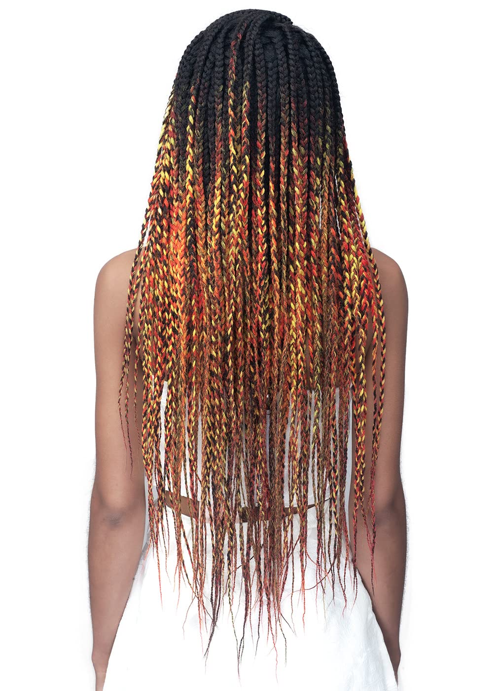 BOBBI BOSS Synthetic Hair 13x5 Frontal Lace Wig - MLF623 KNOTLESS BOX BRAID 30, Natural Style Wig, Hand-Crafted Knotless Triangle Braid (1B)