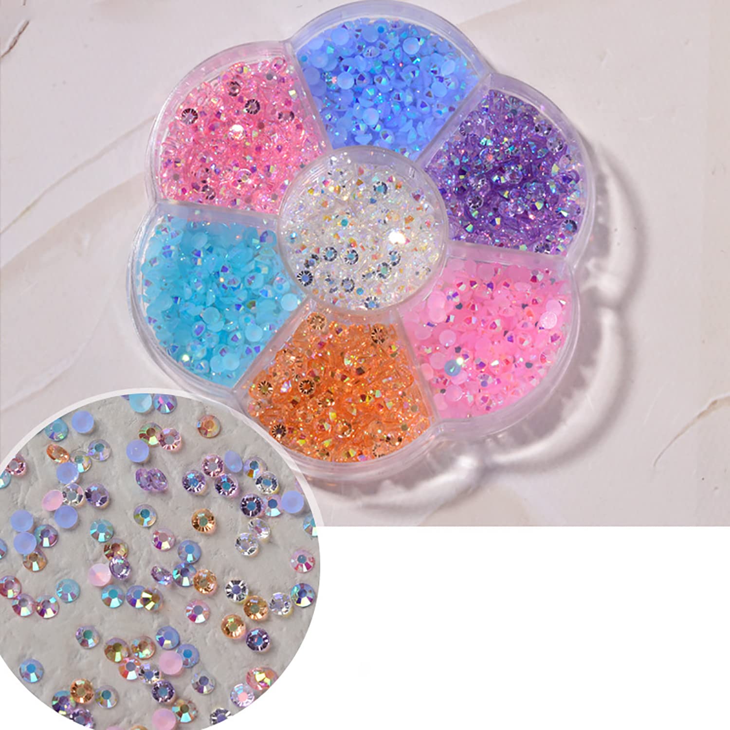 Publi 1 Box Crystal Mermaid Rhinestones Set 3D Matte Candy Colorful Rhinestones Mixed Gems Beads Flat Round Crystal Glass Rhinestones Nail Decoration for Nail Art DIY Crafts Clothes Shoes Jewelry