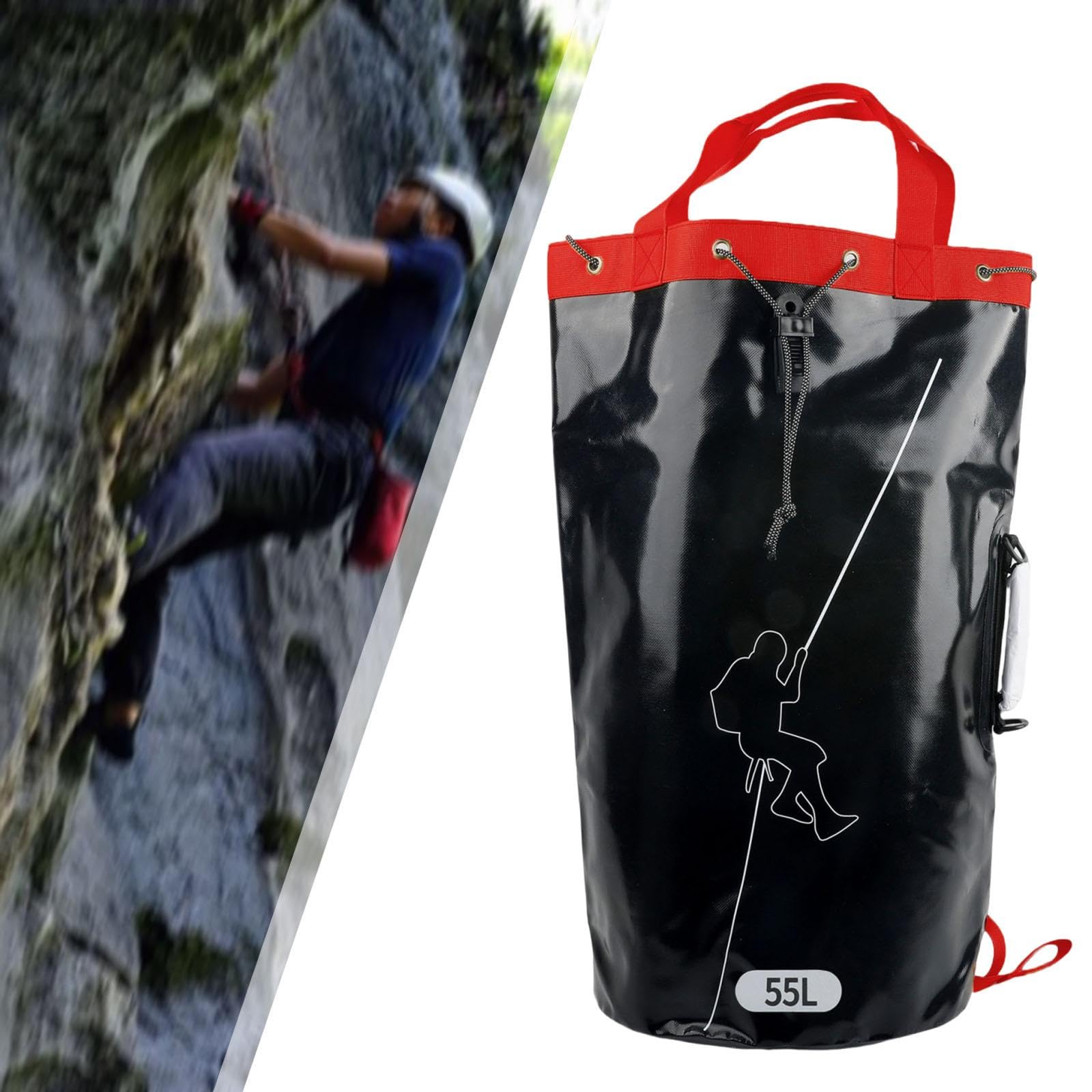 Bolsa de Engranaje de Cuerda de trepadora Mochila de Engranaje de Escalada 3 bucles de Cuerda empotrados de Fondo Reforzado PVC para montañismo