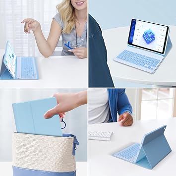Case with Keyboard For Samsung Galaxy Tab A11+/A9+ 11 inch 2025/2023 | UK Layout Keyboard For Samsung A11 Plus/A9 Plus Tablet, Slim PU Cover with Wireless keyboard for Tablet samsung A11+ Blue
