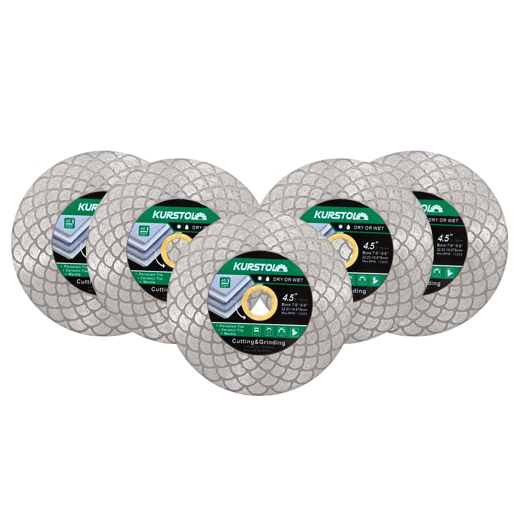 Disco de diamante para azulejos (5 unidades, 115 mm, disco de corte de diamantes, fresa, baldosas para cortar y moler baldosas cerámicas, porcelana, granito, mármol)