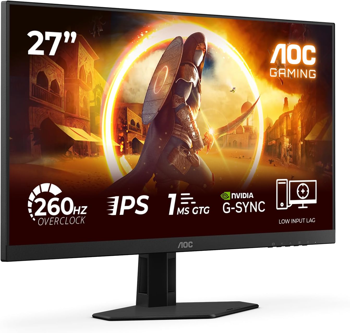 AOC 27G4ZRE 27 inch FHD Gaming Monitor 260Hz, Fast IPS Panel, 1ms GtG, HDR10, G-Sync Compatible, (1920x1080 HDMI 2x 2.0 DP 1x 1.4) Black: image 1 of 6