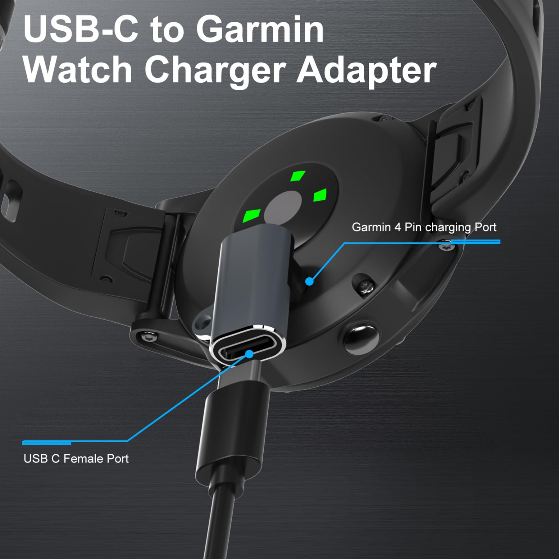 Adapter USB C, 2 sztuki, do Fenix 8/7/7X/7S/6/E, Forerunner 165/965/955/945/265/45, Vivoactive 5/4S, Venu 3/3S/2S/SQ, Epix Pro 2, Instinct