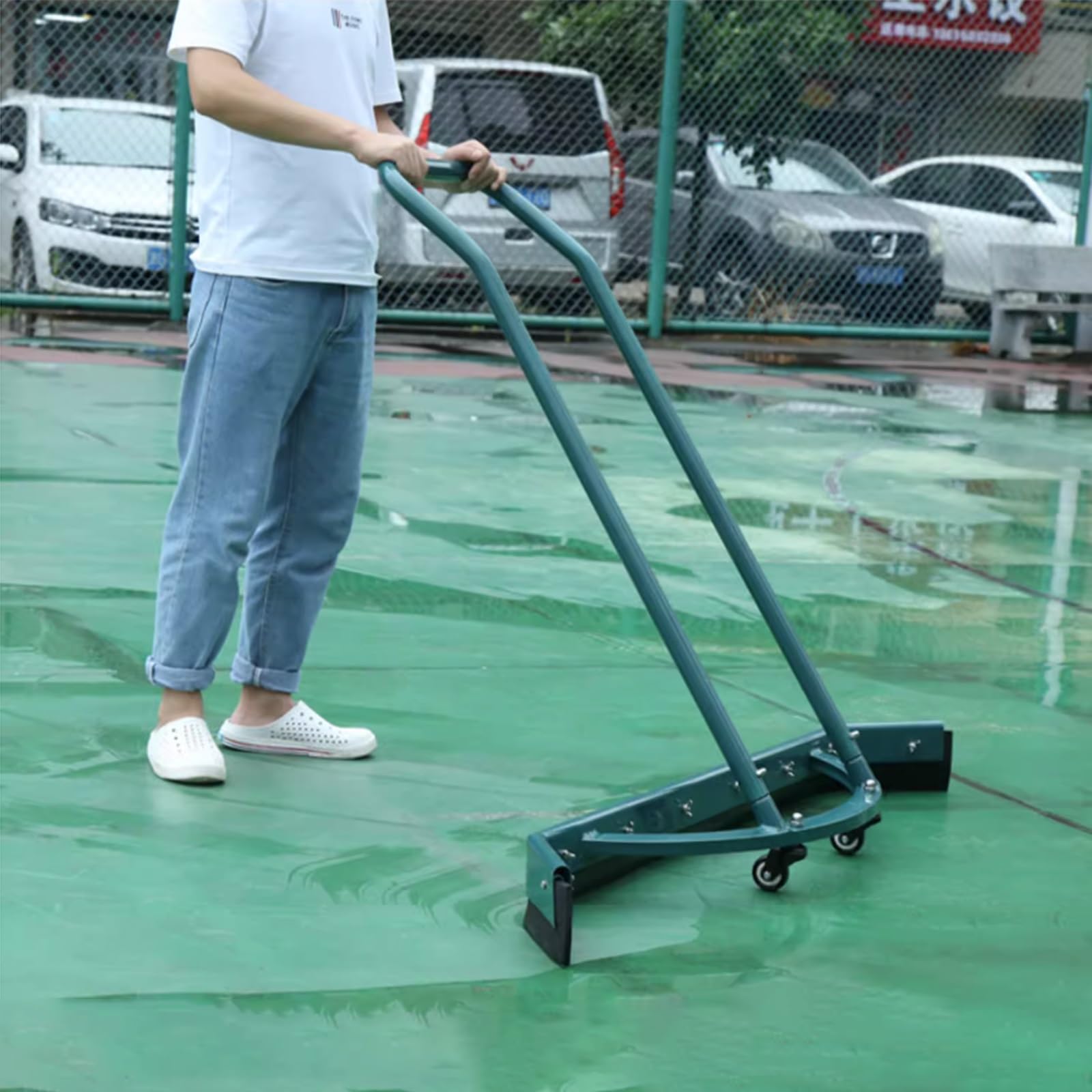 Spatola Raschietti per Pavimenti Campo Di Tennis Tergipavimento Depuratore D'acqua Per Pavimenti Con Navetta Per La Pioggia Sostitutiva Da 5 Piedi, Scopa Tergipavimento Essiccatoio Alluminio Spazzapio