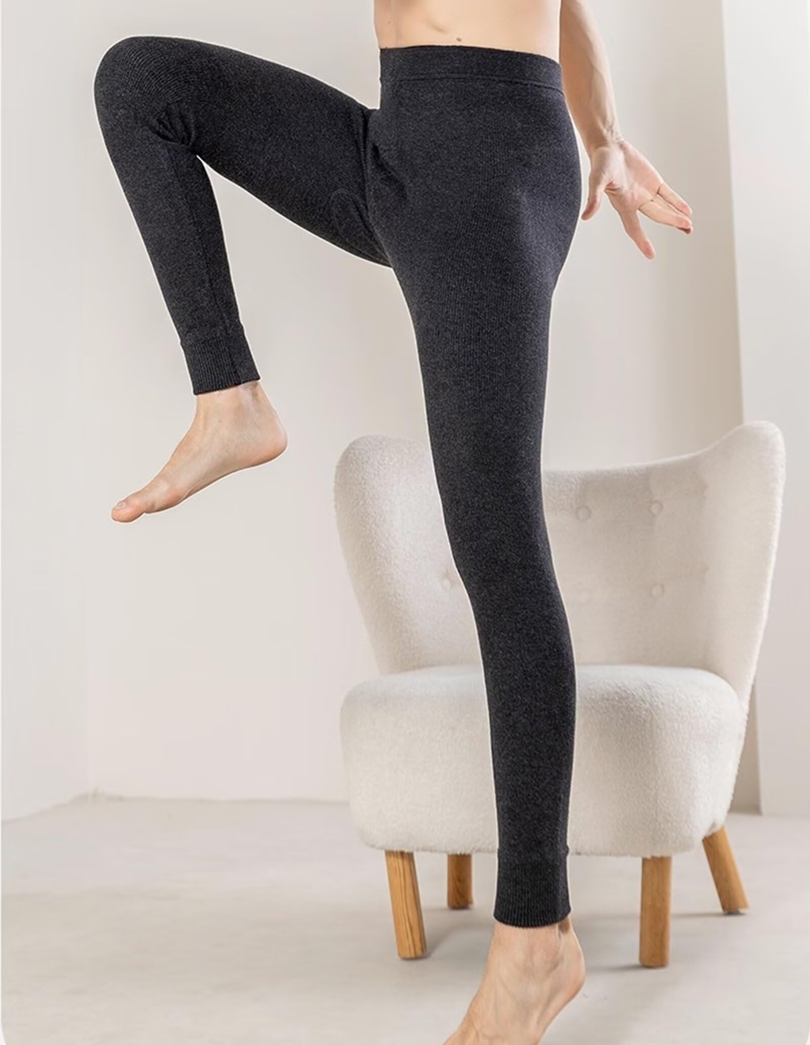 HNVAVQ Pantalones térmicos clásicos para Hombre y Mujer, 100% Cachemira, Leggings de Cintura Alta, Pantalones térmicos para la Nieve