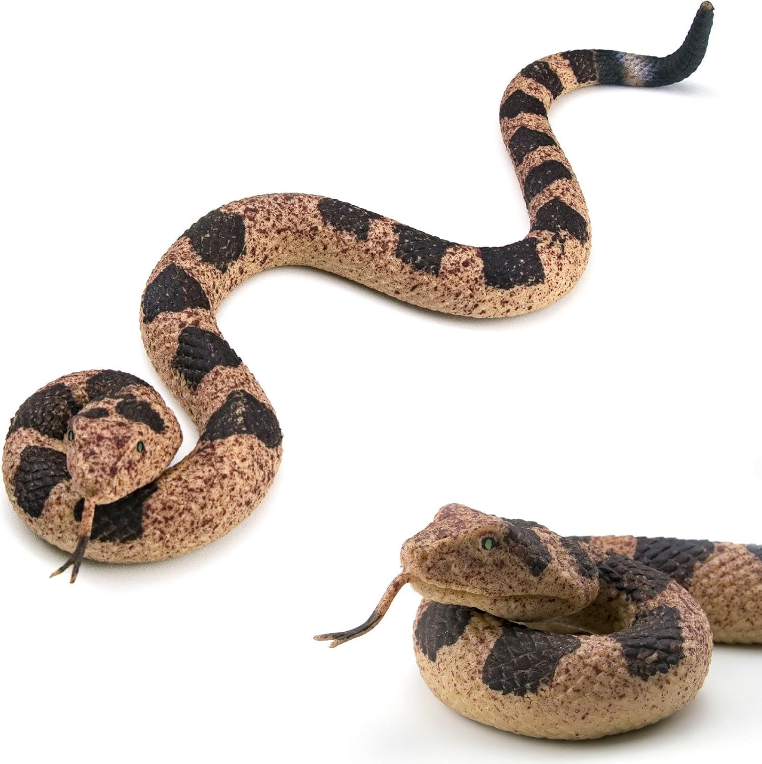 Vynorix Fake Snakes Rubber Snake Realistic Keep Birds Away, Plastics Rattlesnake Ornament, Novelty Toys for Playing Jokes Prank Stuff Prop for