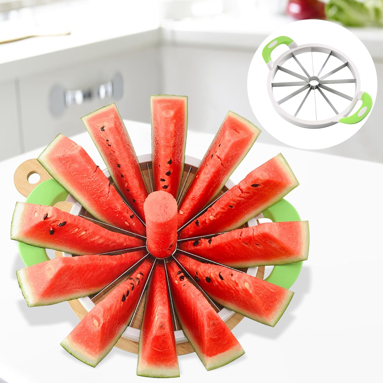 Extra Large Watermelon Cutter Slicer Tool Watermelon Slicer Round Fruit Vegetable Slicer Watermelon Cutter Peeler Corer Server for Cantaloup Melon,Apple,Honeydew,Get 12,As Seen On TV Extra Large Watermelon Cutter Slicer Tool Watermelon Slicer Round Fruit Vegetable Slicer Watermelon Cutter Peeler Corer Server for Cantaloup Melon,Apple,Honeydew,Get 12,As Seen On TV