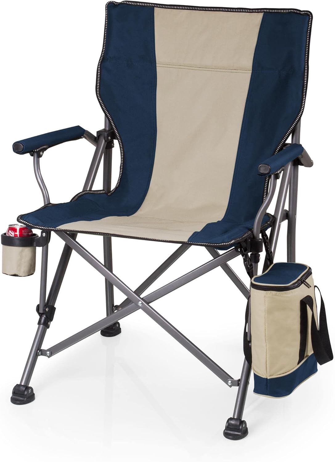 Outlander XL Navy and Beige Folding Camping Chair with Cooler