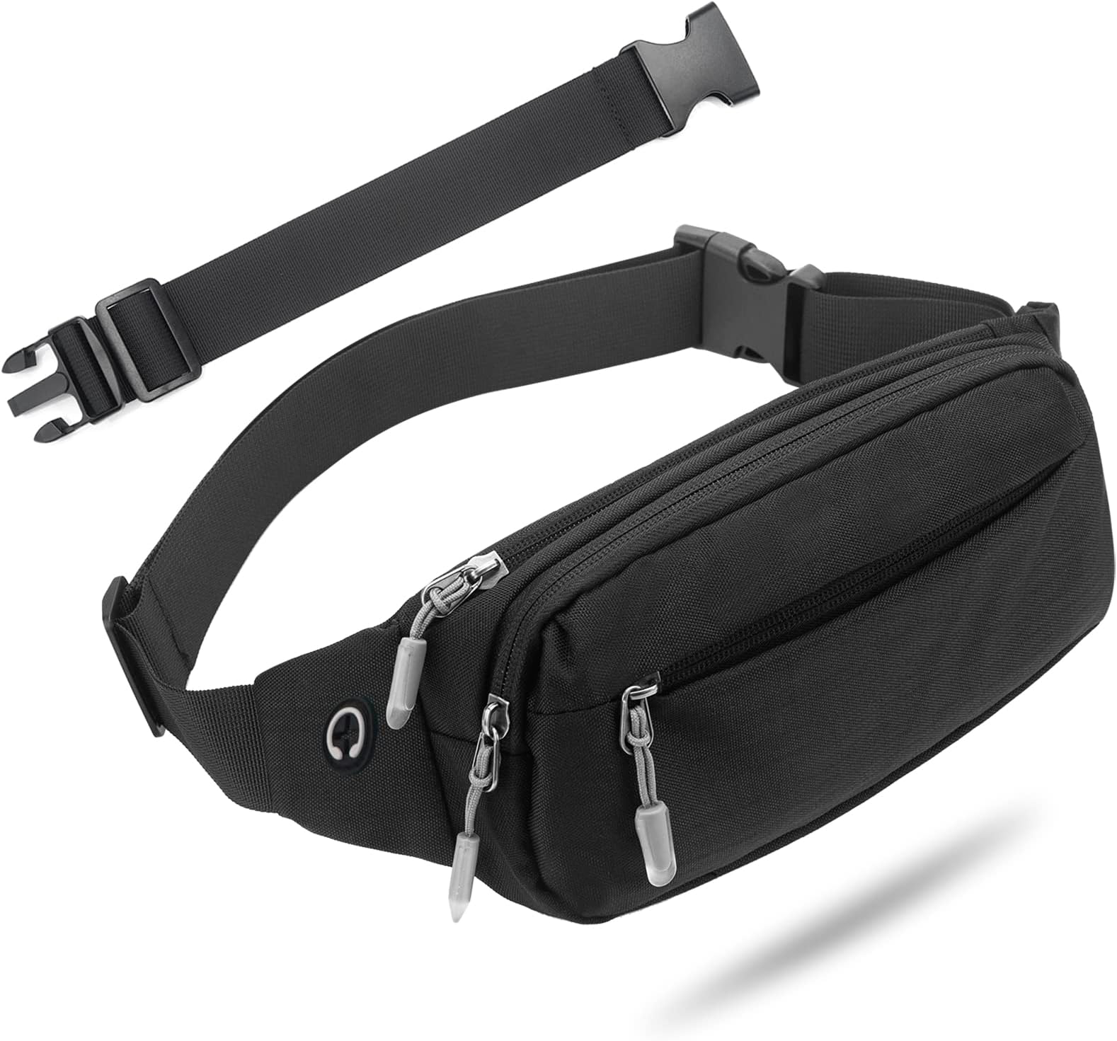 Fanny Pack Waist Packs with Extender for Men Women, Waist Pouch Bag Hip Pack with 3-Zipper Pockets Adjustable Straps for Casual Travel Hiking Running Outdoor Sports