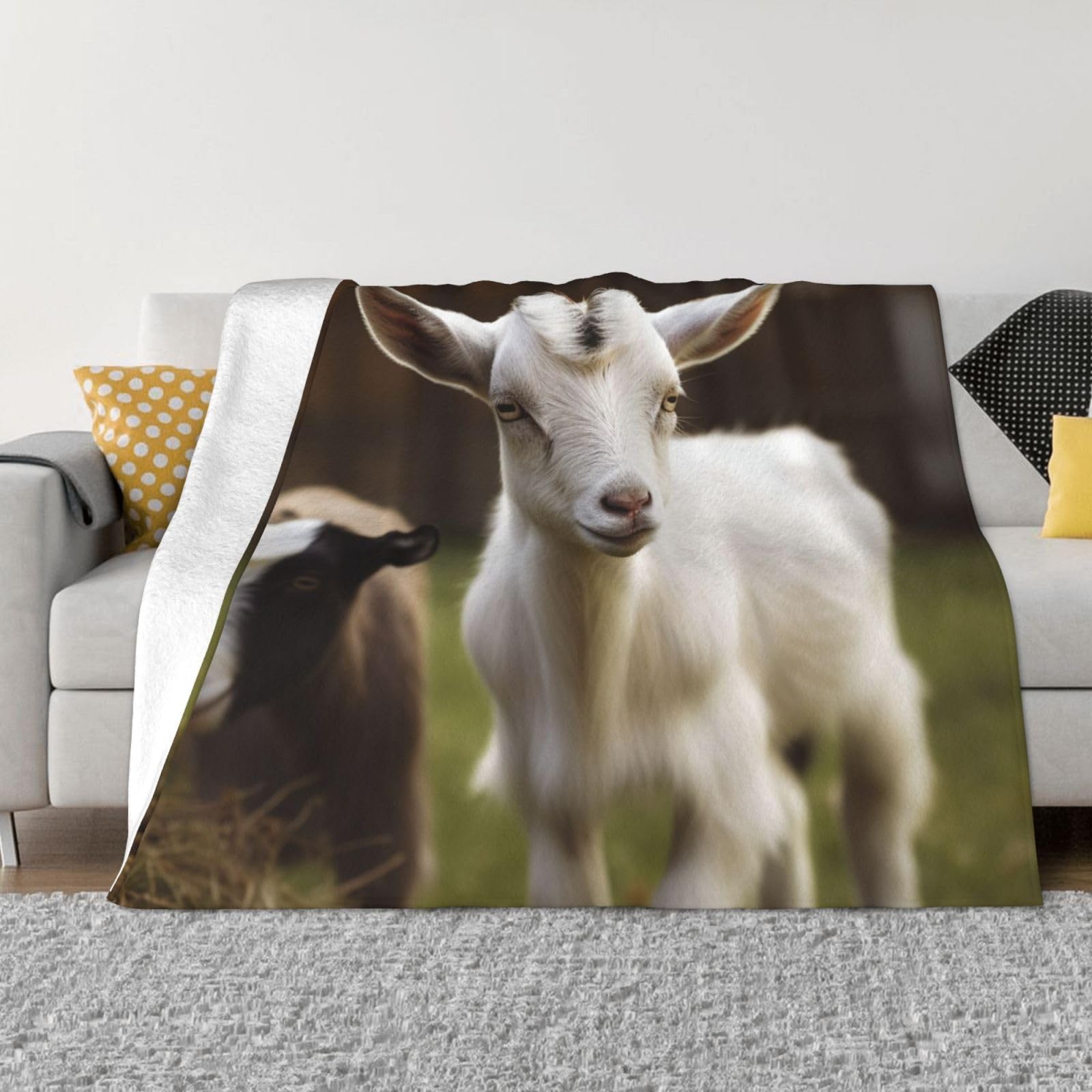 FodPand Cute Goat Fleece Blanket 50"x40" Lightweight Warm Throw Blanket for Bed Couch Cozy Air Conditioning Quilt All Seasons Decorative Fuzzy Blankets Gifts for Women Men
