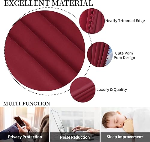 Miniatura 3 de Haperlare Cortinas de terciopelo con pompones de 96 pulgadas  Cortinas de terciopelo para ventana grande con borlas bohemias resistentes para