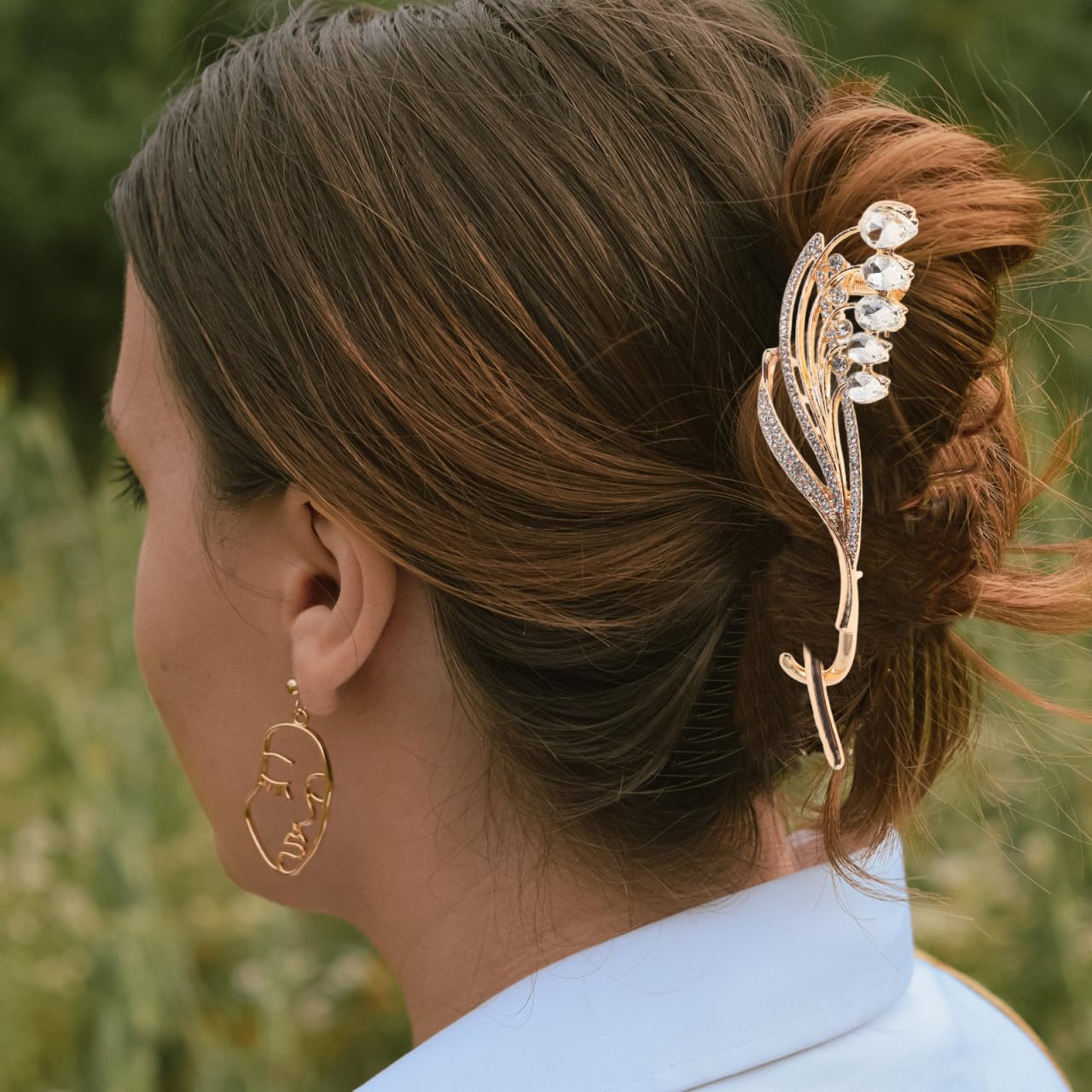 minkissy Rhinestone Hair Clip Twist Barrette Alloy Jaw Clip for Thin Hair Portable Clamp Stylish Hairdressing Accessory for Daily and Special Occasions - Image 3