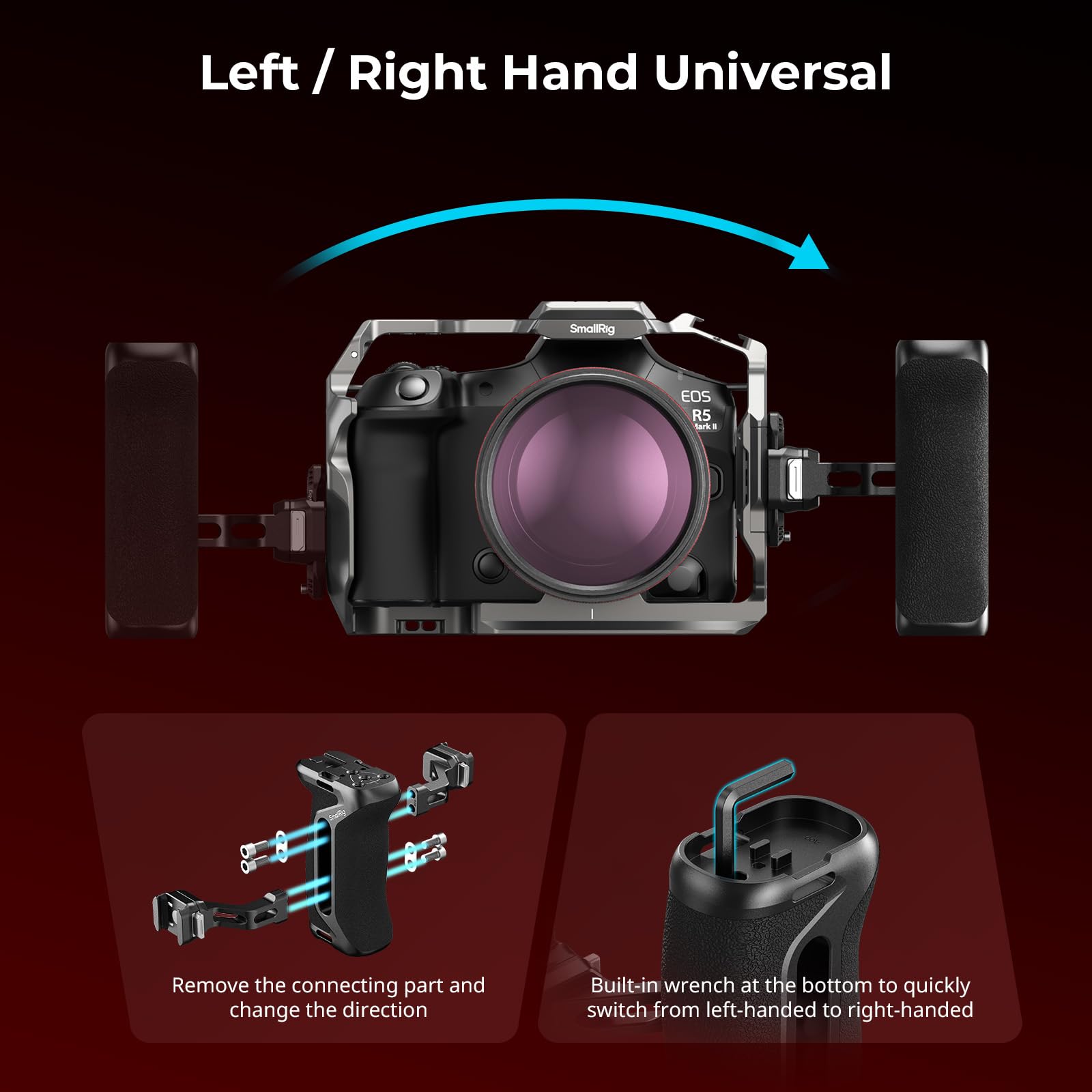 SMALLRIG HawkLock H21 QR - Maniglia laterale laterale con guida Nato, per mancini o destrorsi, regolabile in altezza, 36 mm/1,4 pollici, impugnatura ergonomica con slitta flash, fori filettati 1/4"-20