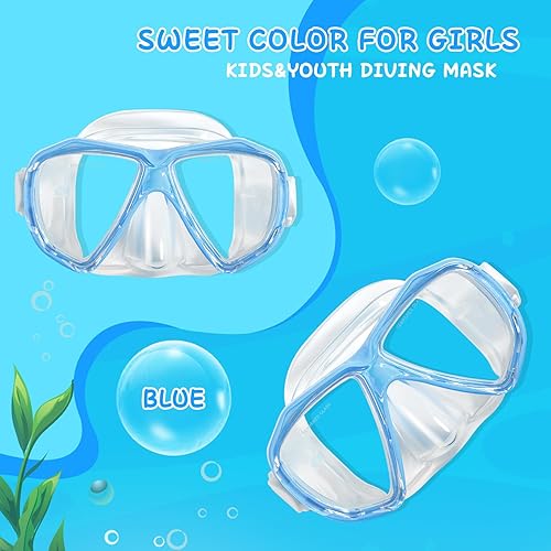 Miniatura 5 de Máscara de buceo para niños, máscara de natación antivaho de 180, gafas de natación para niños de vidrio templado con cubierta para la nariz