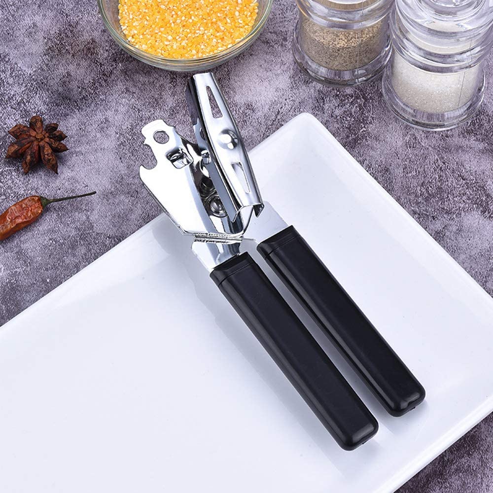 Apriscatole manuale, coperchi di latta apribottiglie per barattoli con impugnatura antiscivolo e manopola girevole ergonomica per anziani con artrite (nero)