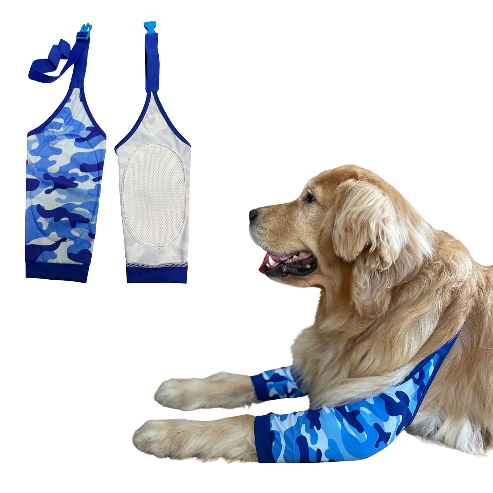 Dog Front Leg Braces Recovery Sleeve,Dog Elbow Joint Protector Cover Pet Knee Brace for Small Medium Large Dogs Prevent Licking Wound_XL(Blue Camouflage)