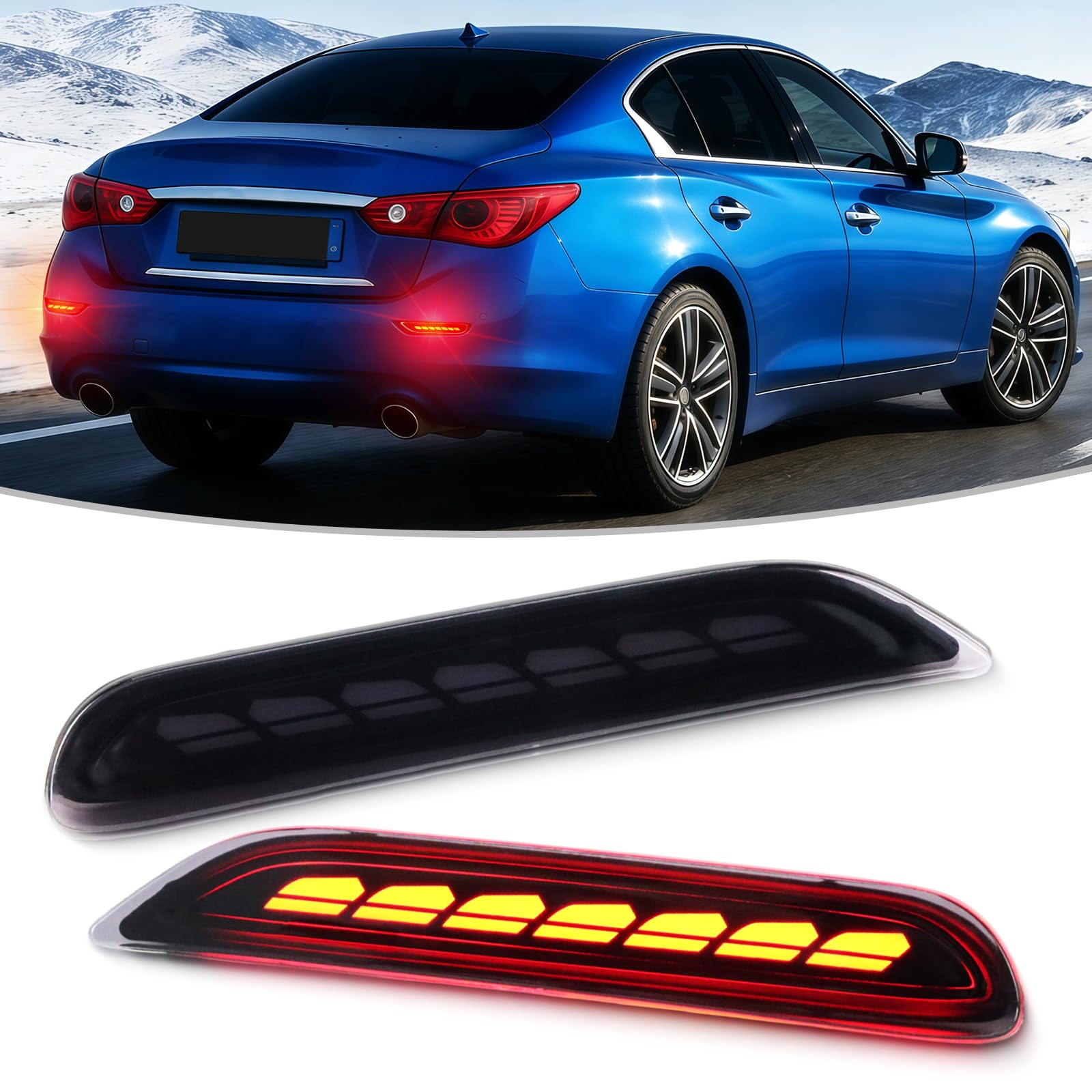 Amazon.com: BINQIGOO Smoked Housing Full LED Rear Bumper Reflector