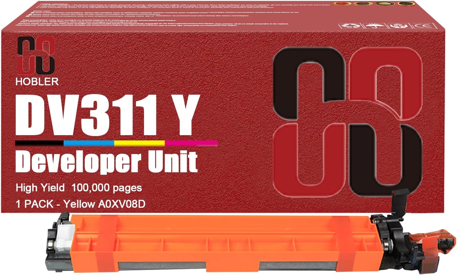 DV311 Developer Unit Compatible for Konica Minolta DV-311 A0XV03D A0XV0KD A0XV0ED A0XV08D Developer Unit Work for Bizhub C220 C280 C360 C7722 C7728 Printers 1 Yellow Pack