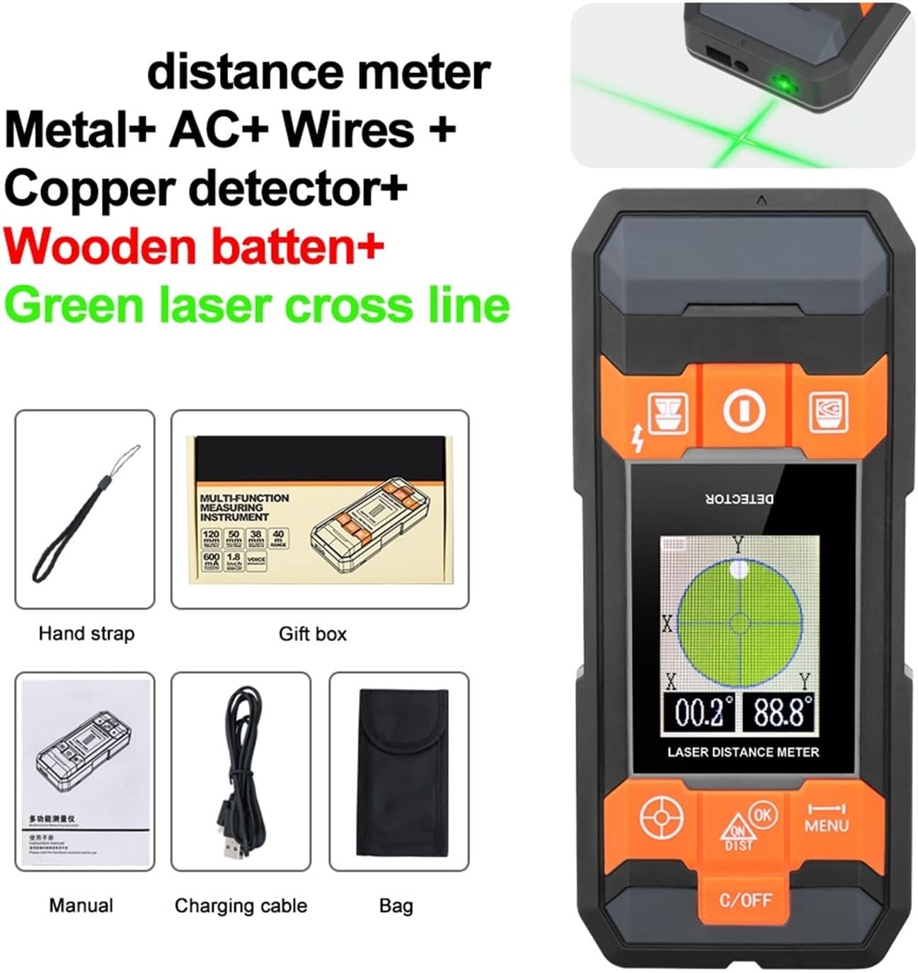 Stud Finder Wall Scanner, Electrical Pipe And Cable Detector Digital Distance Meter Stud Finder AC Wire Tracker Wall Scanner Wood Moisture Rangefinder Tape Metal,stud finder