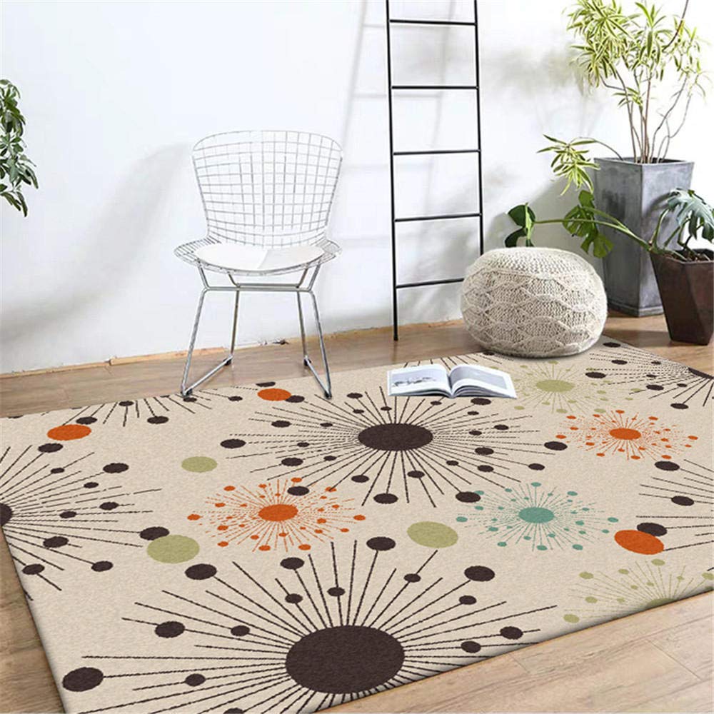 Tapis facile à nettoyer antidérapant motif de rayons marrons pour couloir