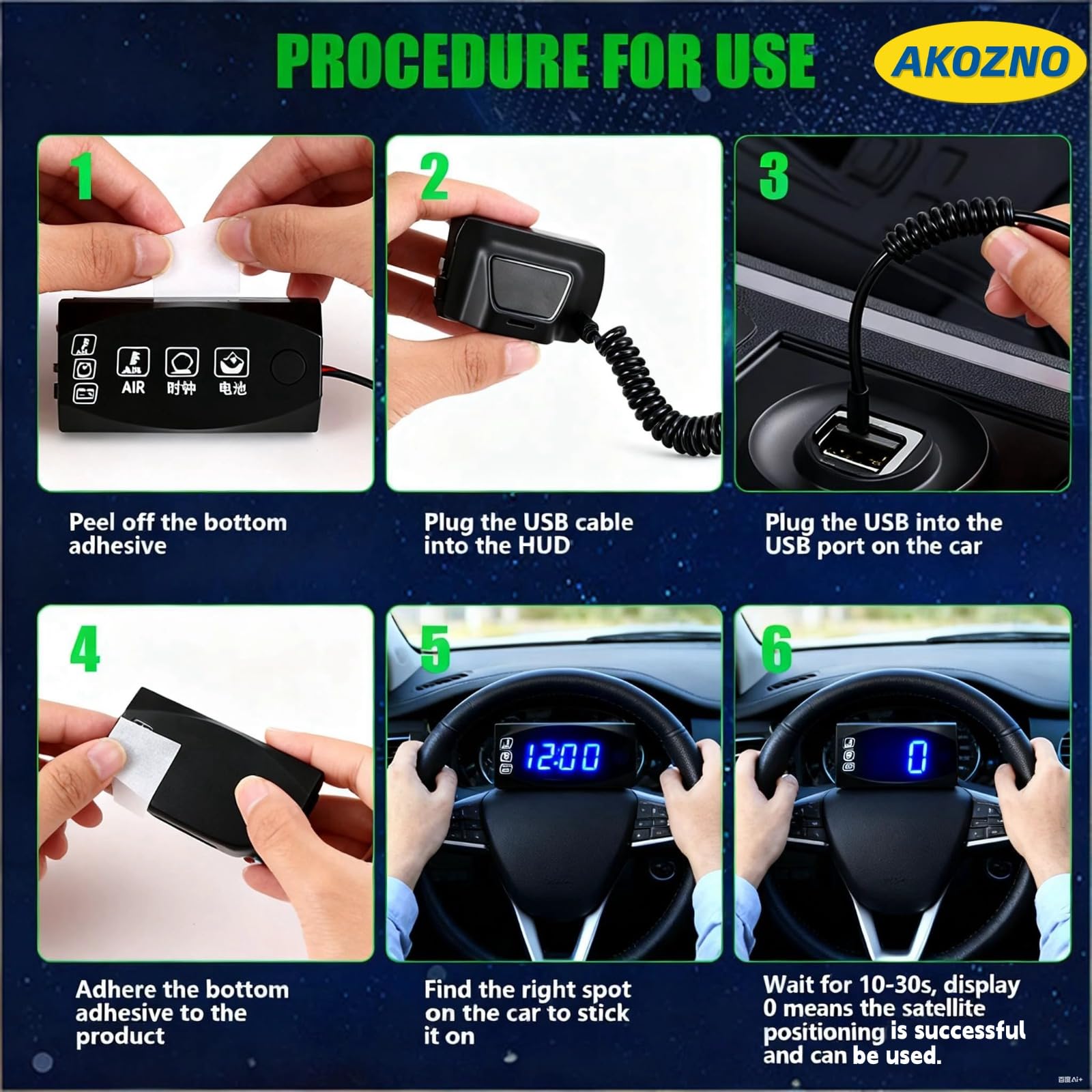 Voltmètre Moto LED, Akozon 3-en-1 Moto Voltmètre Thermomètre Tension Horloge Électronique Jauge IP67 Compteur Étanche 6V-30V