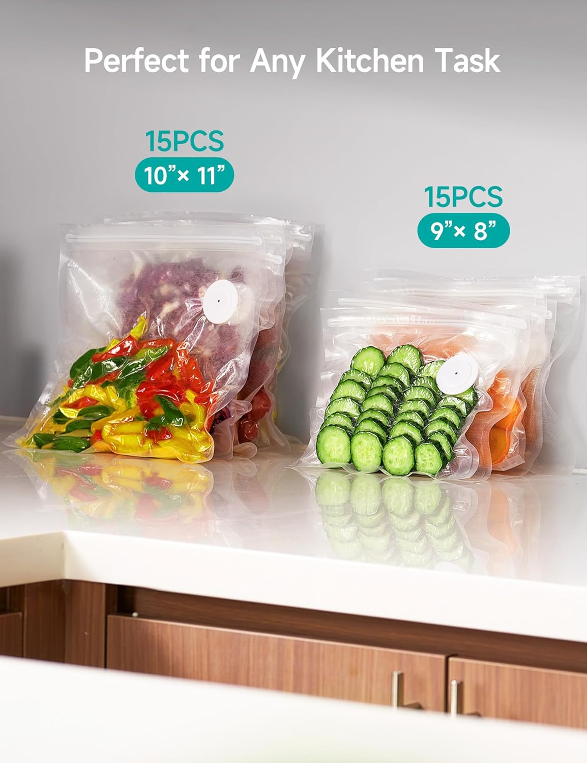 HiCOZY Vacuum Sealer for Food with Visible Water Tank, Powerful Compact Handheld Vacuum Sealer Machine with LED Battery Display, 30 BPA-Free and Reusable Bags, Green - Image 7