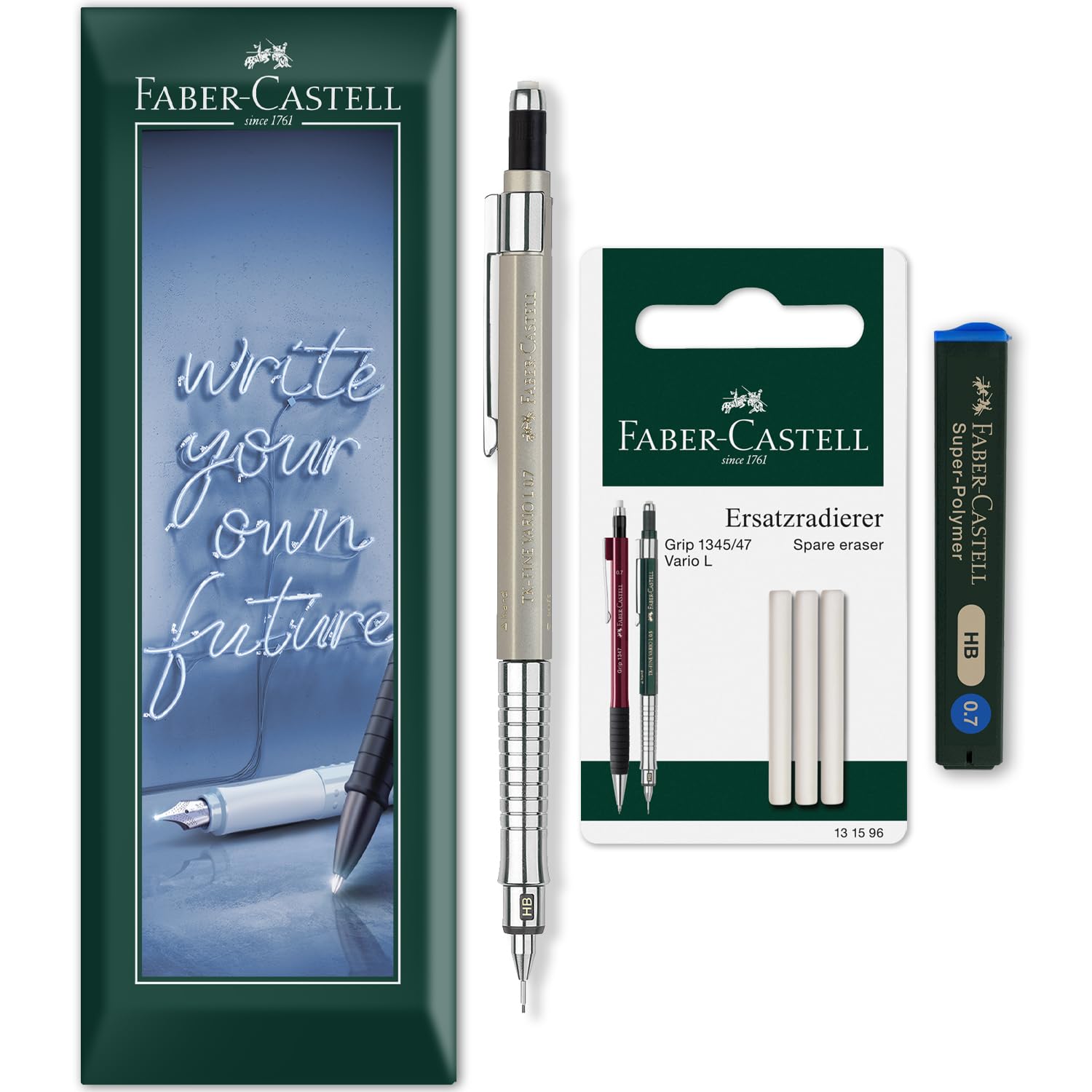 Faber-Castell TK-Fine Vario L 0,7 mm Druckbleistift-Set, Champagne Gold