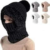 3 in 1 Beanie Hat for Women, New Beanie Hat with Scarf and Mask, Winter Wind Resistant and Warm Knitted Ski Scarf&Mask Set
