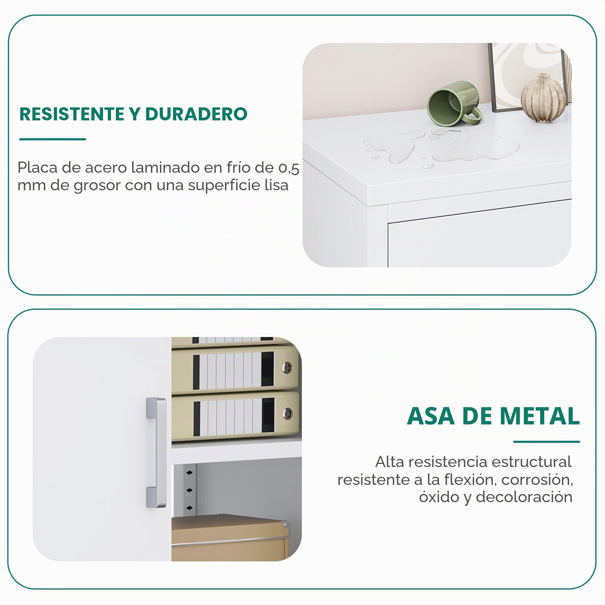 YITAHOME Armario archivador con Cerradura con 3 estantes Ajustables para Oficina, Cocina, Garaje, 180 x 60 x 34D, Color Blanco