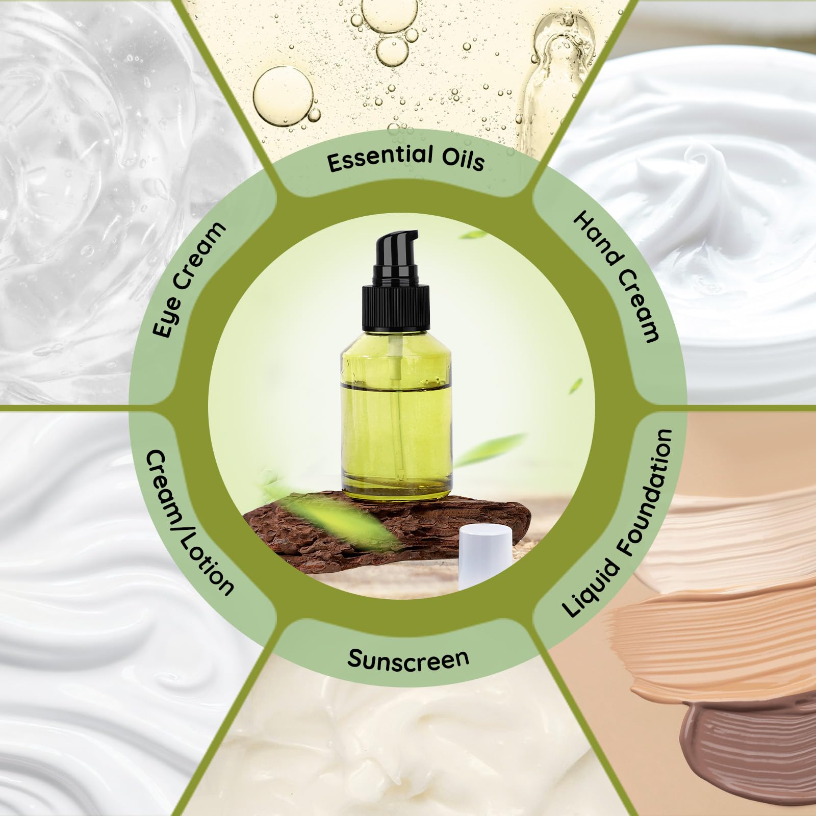 Segbeauty 12 contenitori da viaggio in vetro da 56,7 g, ricaricabili, piccoli contenitori da viaggio per creme, mini flaconi vuoti per lozioni da 60 ml con erogatore a pompa, contenitori per cosmetici