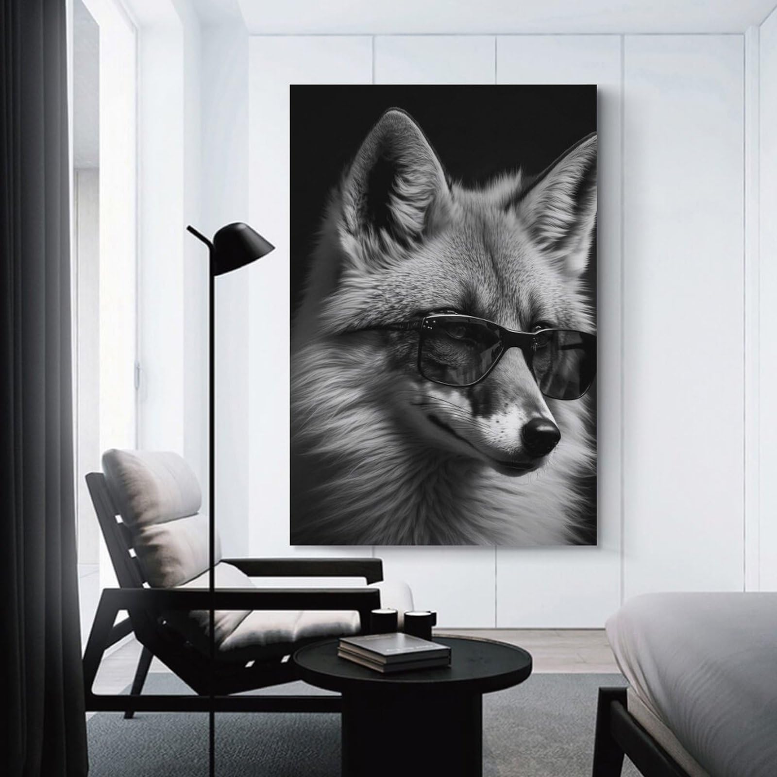 Junmoney Portrait of A Red Fox Canvas Wall Decor, 16x24inch(40x60cm), for Apartment Walls, Studios Or Work Areas, Decorative Canvas Decor for Home Updates