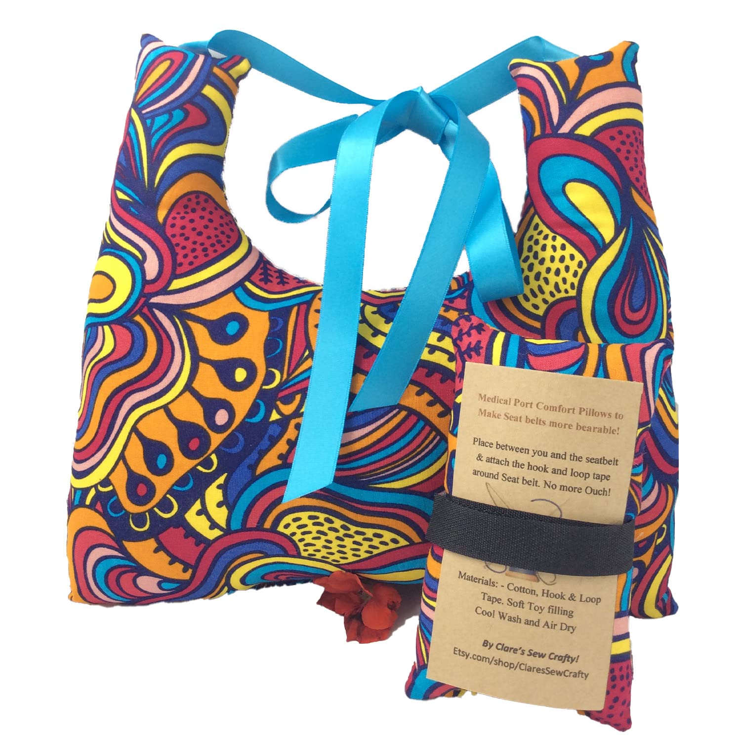 10"x9" Underarm Single Mastectomy Lumpectomy Augmentation Gift Set with Seatbelt Pillow, Breast Cushion Pillow SLNB Top Surgery (Psychedelic) โ image 1