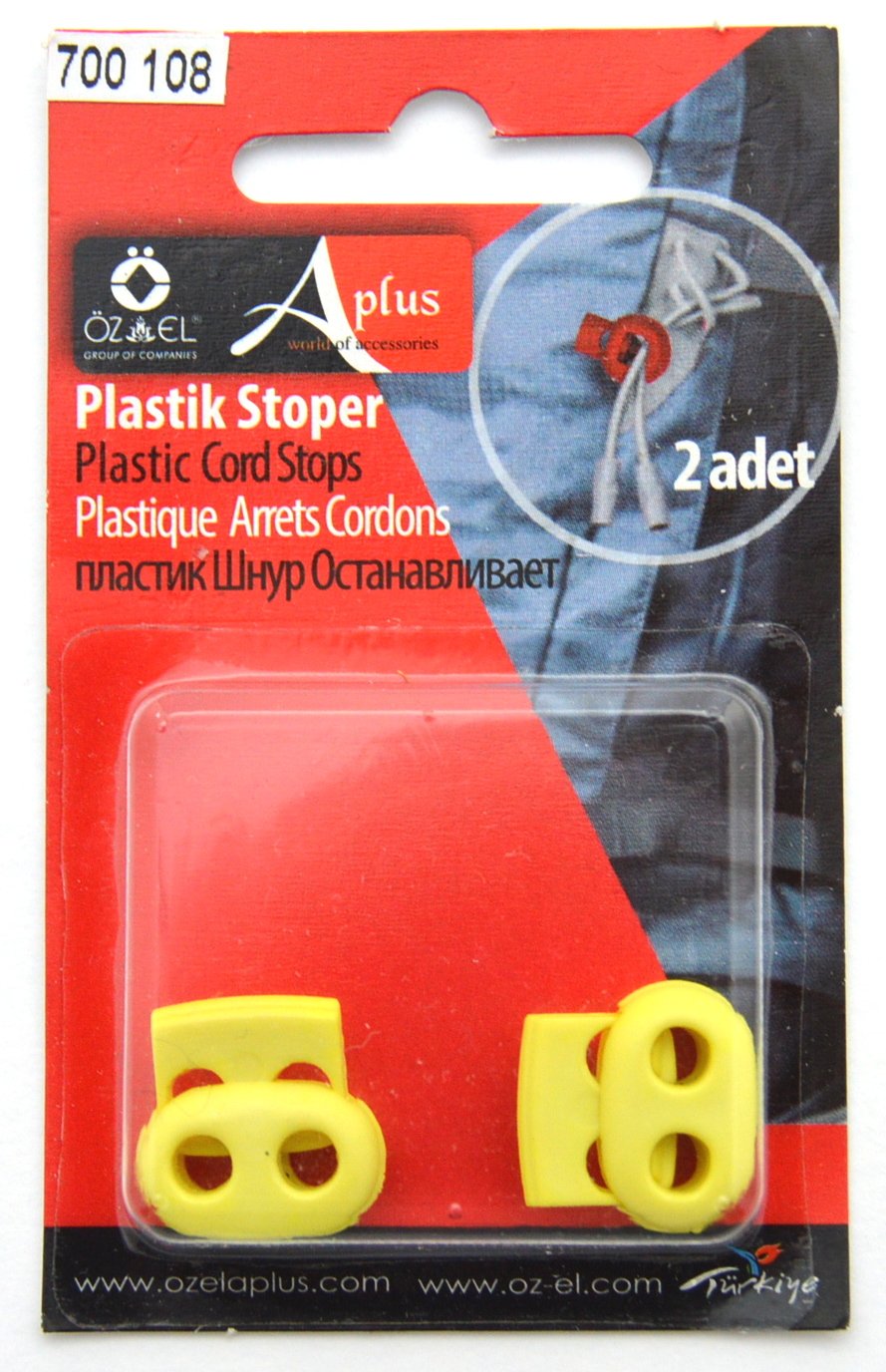 Ozelaplus Rectangle Plastic Spring Loaded Cord Ends, Yellow