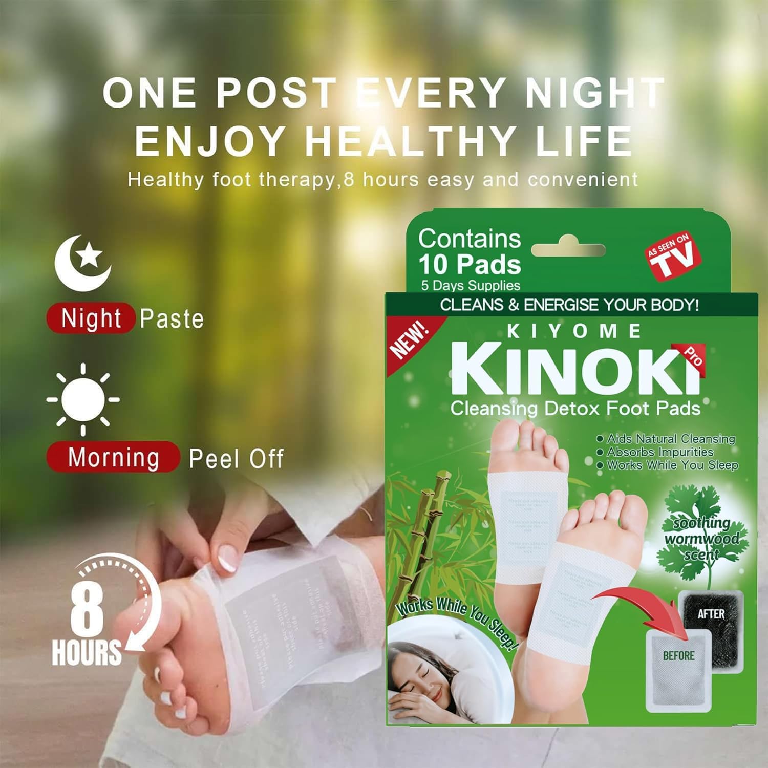 ELUYANI Detox Foot Patches for Cleansing Toxin Remover for Men & Women Circulation Foot Pad for Detox & Relaxation- Pain Relief, Stress Relief Sleep Patch (Wormwood 10 Pads) 1