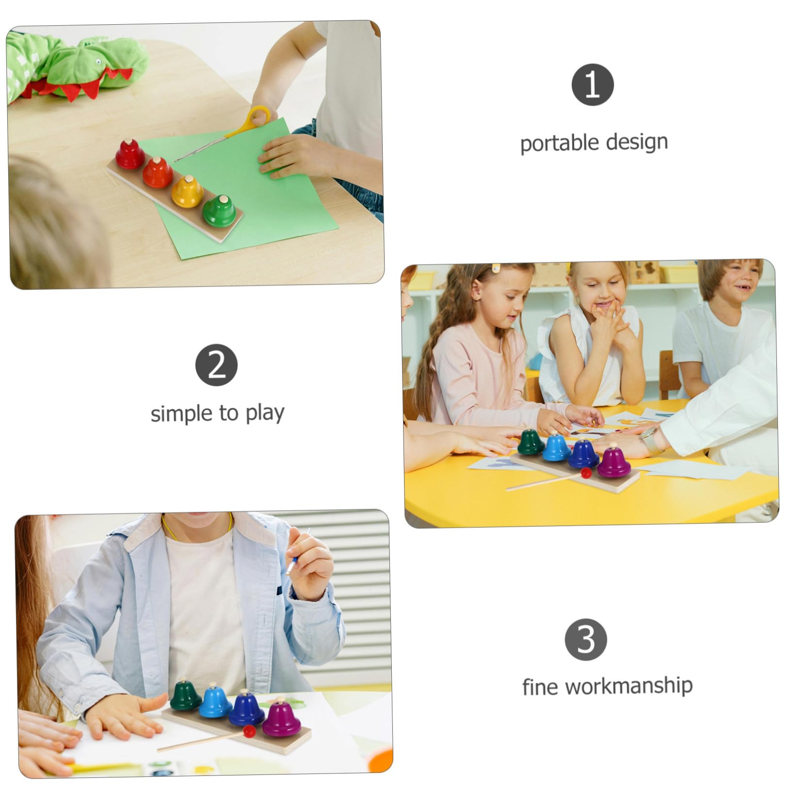 Juguetes Musicales de Madera y Cobre Juego de 2 Instrumentos de Percusión Promueven la Coordinación Mano-Ojo para Niños Pequeños en Juegos Sensoriales