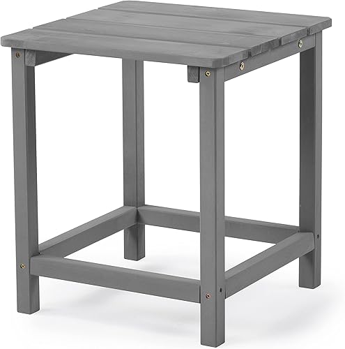 Mesa auxiliar de madera para exteriores, mesa auxiliar de jardín para patio, mesa de centro para interiores o exteriores