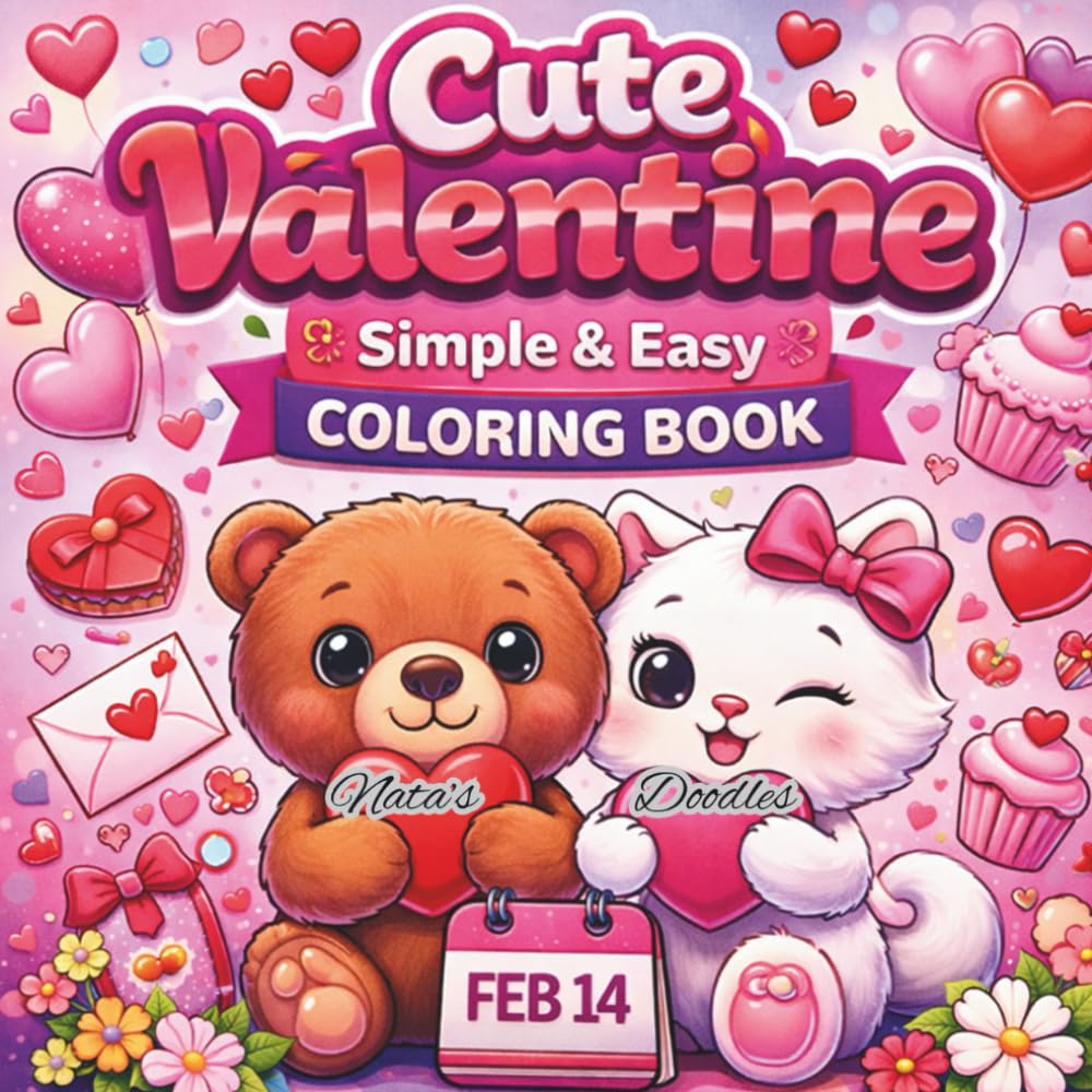 Cute Valentine: simple & easy coloring book