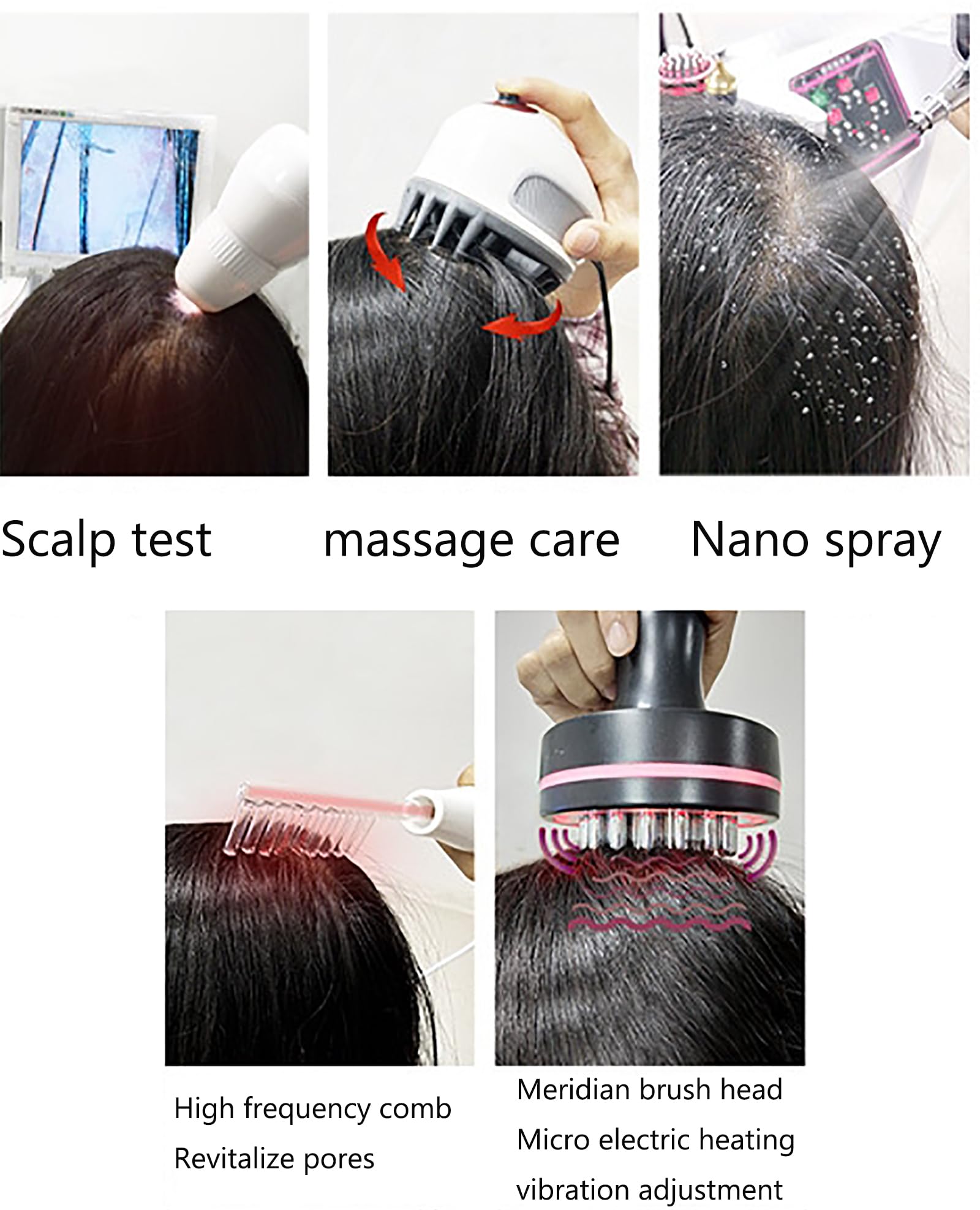 Hauthaaranalysator, Haarfollikel-Analysegerät mit LCD-Bildschirm, Dredge-Meridiane und Tiefenmassage, 5 Massage-Arbeitsköpfe, Testen der Gesichtshautdiagnose, für Salon Spa Zuhause